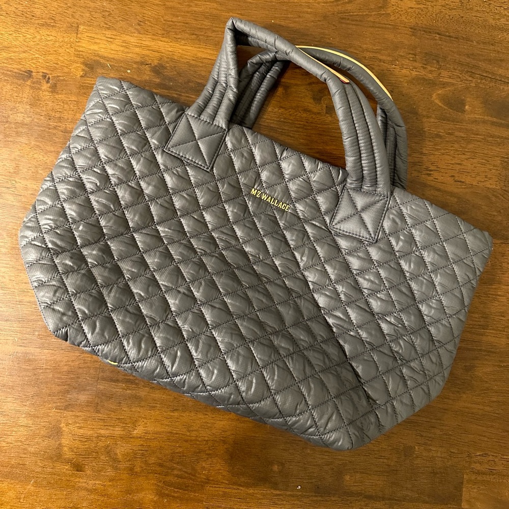 MZ Wallace Magnet Grey Metro small quilted nylon tote